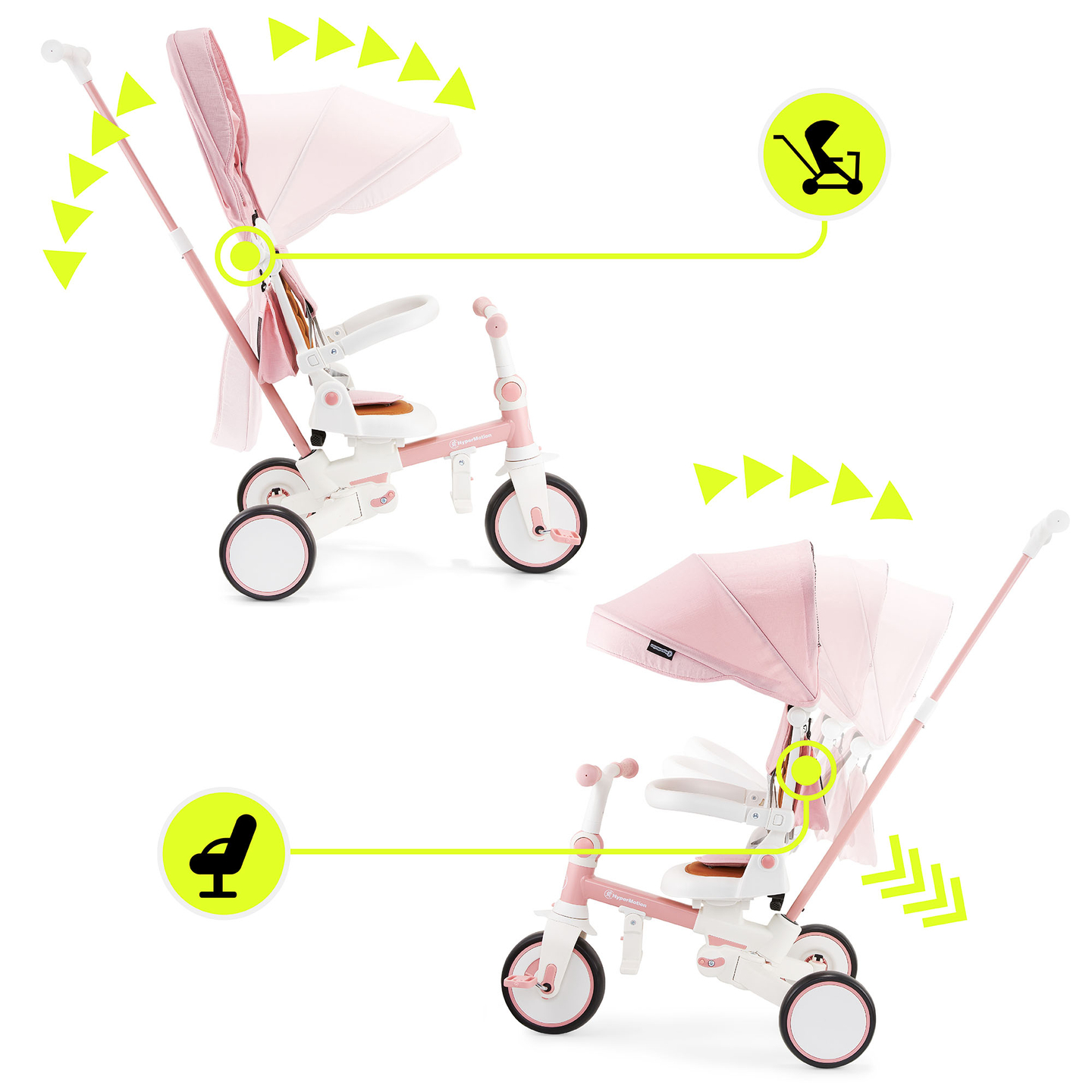 8in1 Multifunktions-Dreirad TOBI FOREST - rosa