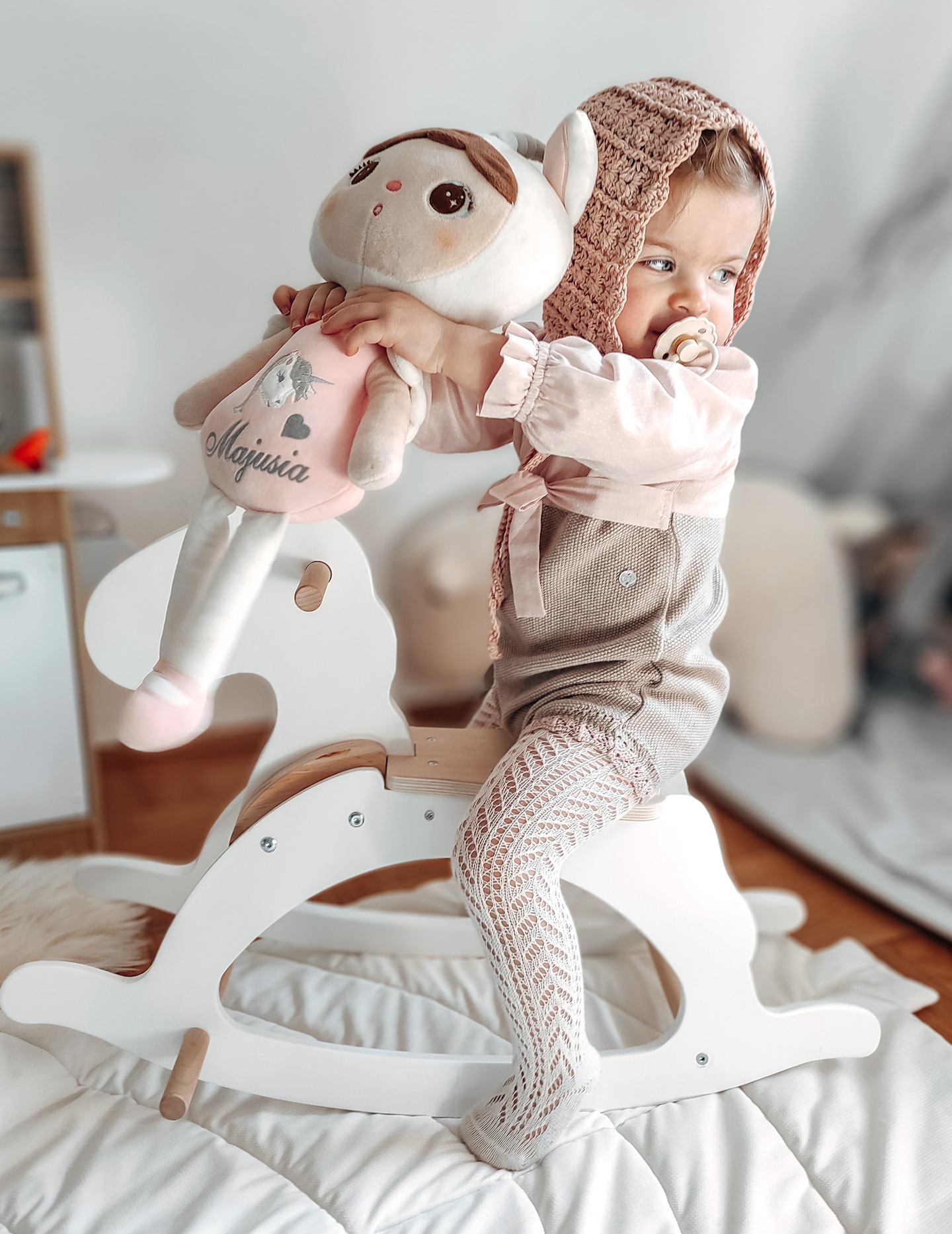 Holzschaukelpferd - weiß - ab 12 Monaten