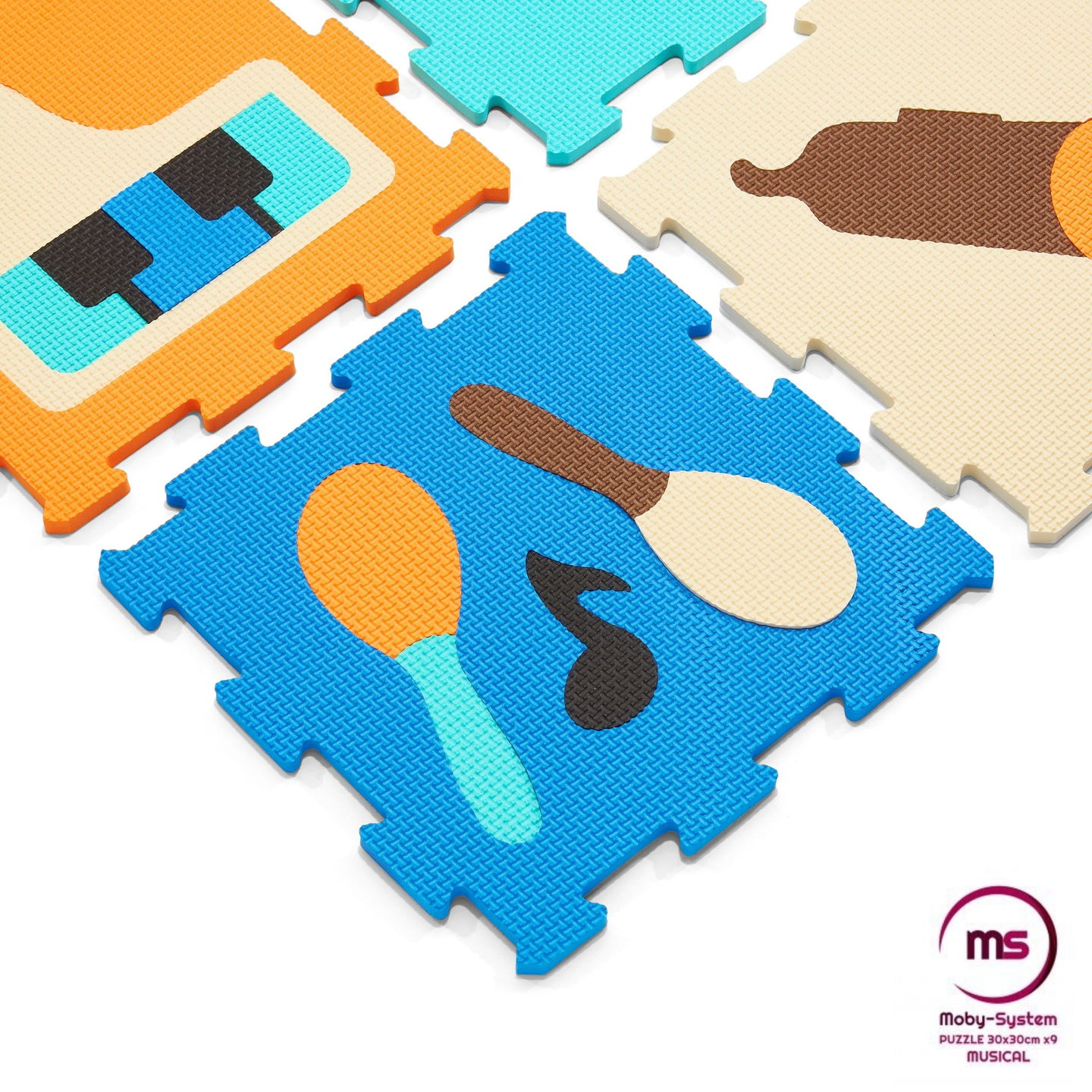 Lernmatte, Schaumstoffpuzzle 90 x 90 x 1 cm - EVA-Schaum - Muster: Instrumente