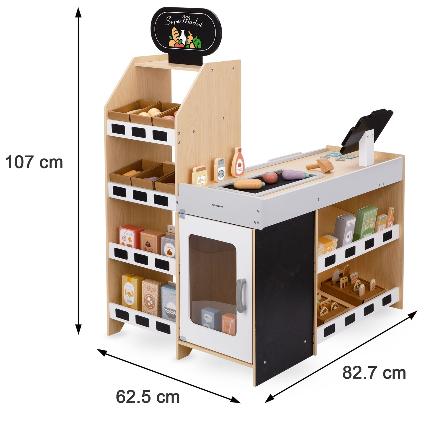 Hölzerner Gemüsemarkt - großer XXL-Stand, Laden mit Spielkasse