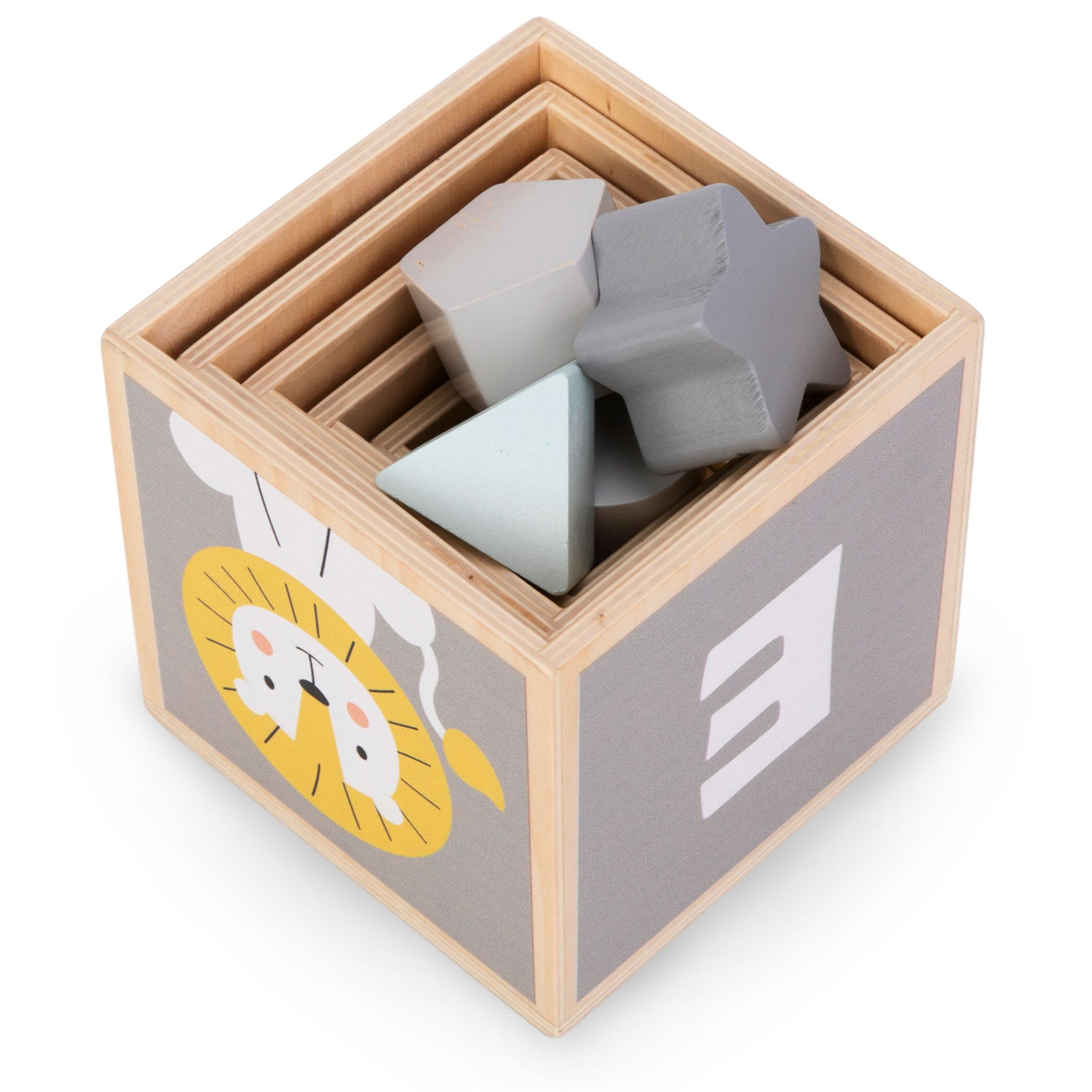 Holzturm - Form Sortierer Zahlen Alphabet Tiere