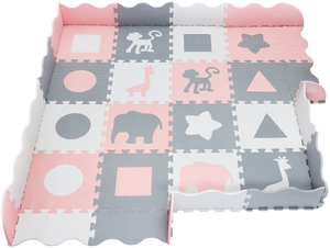 Schaumstoff-Puzzlematte XL 150 x 150 x 1 cm mit Rand aus EVA-Schaum - rosa