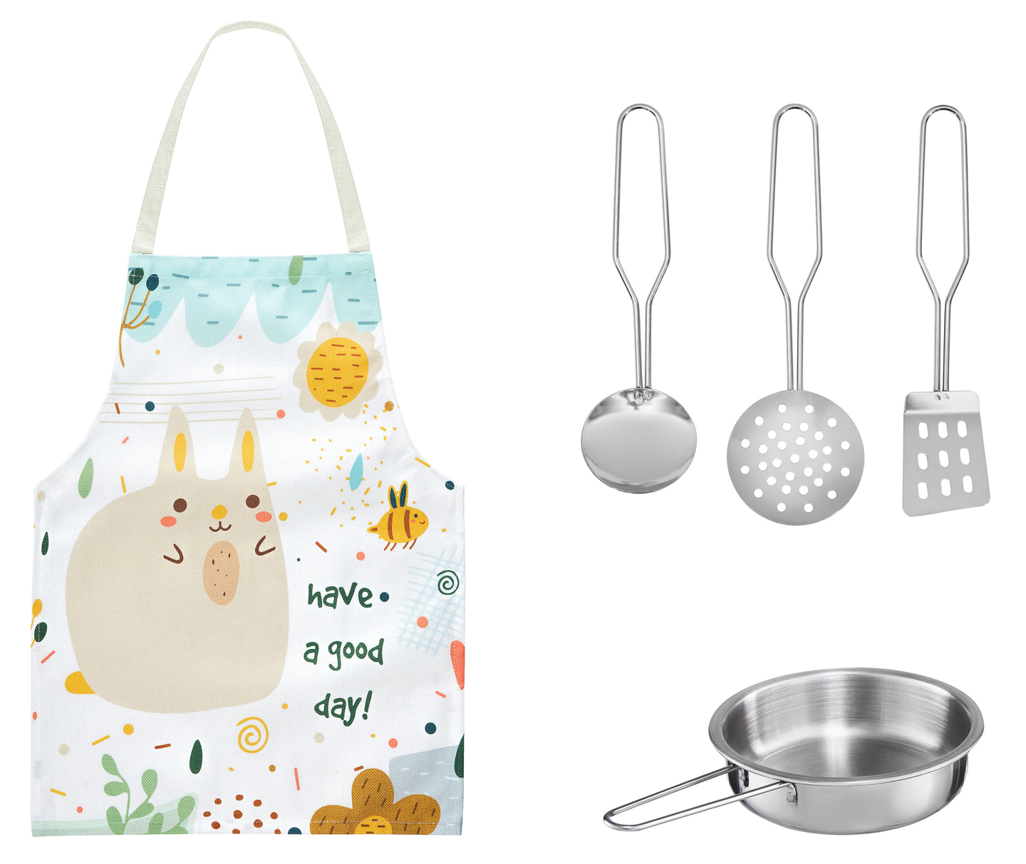 Weiße Holzküche mit Schürze, Zubehör und LED-Lampe