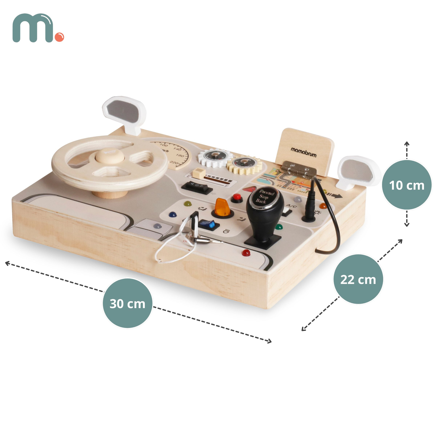 Montessori Spielbrett aus Holz für Kleinkinder - Armaturenbrett für Autos