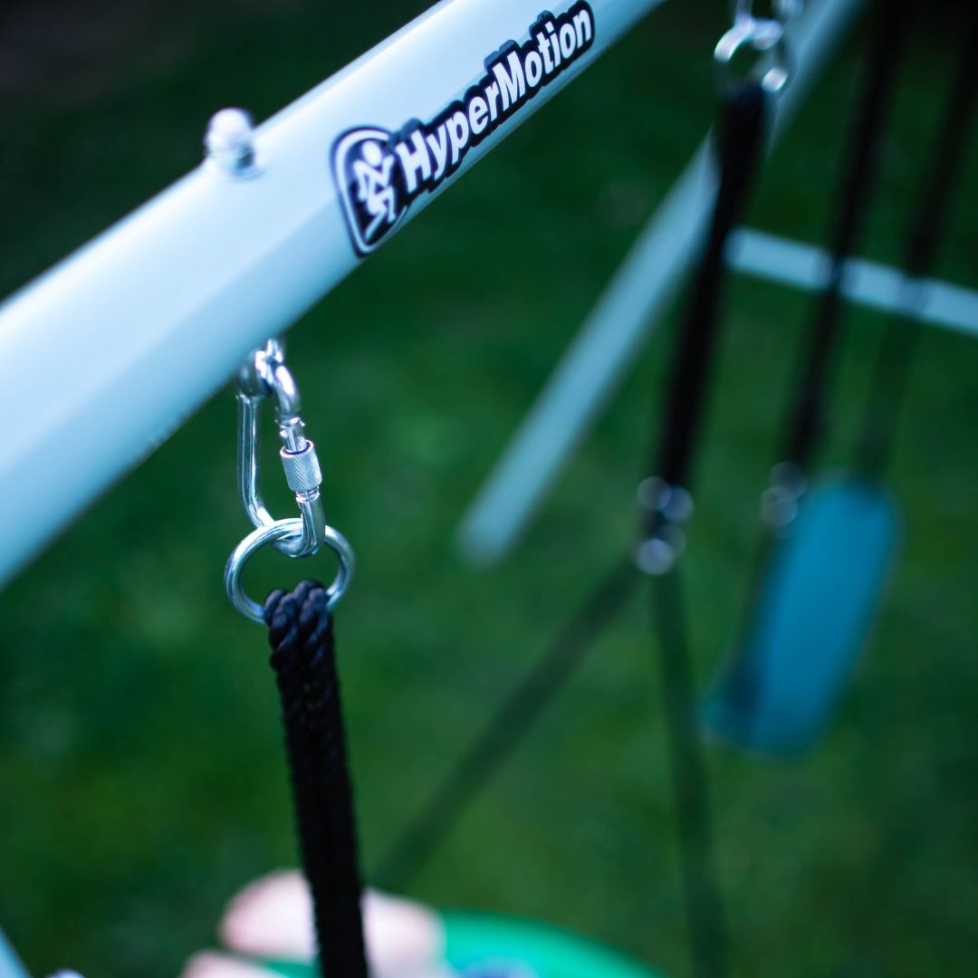 Doppelschaukel mit Gestell und Seilen – Sitz und Storchennest