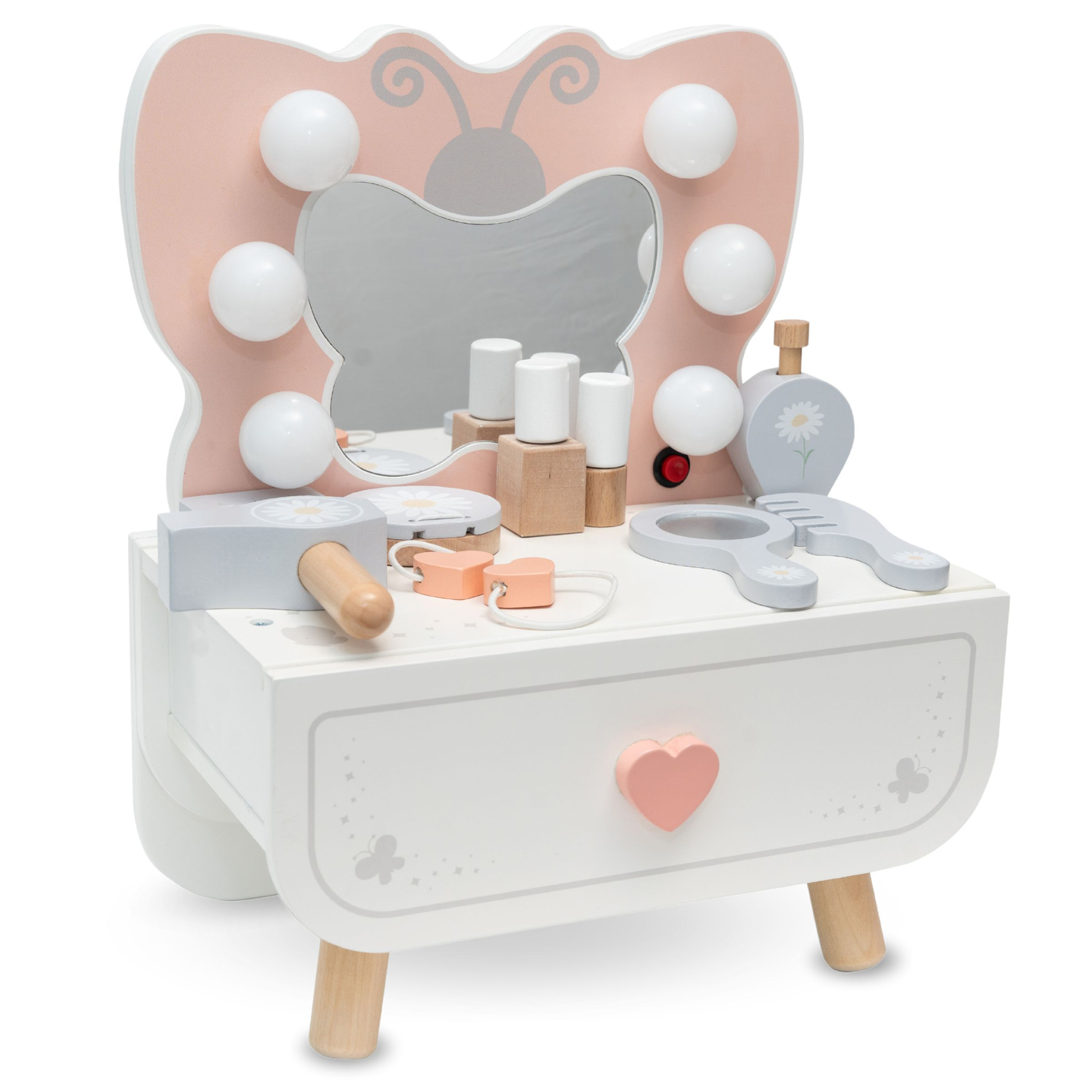 Mini-Schminktisch aus Holz mit LED-Beleuchtung - Butterfly