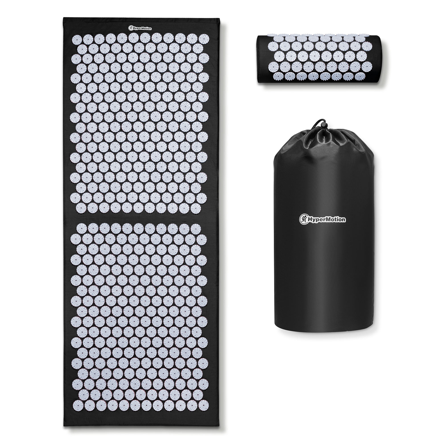 Große Akupressurmatte mit Kissen und Bezug – 130 cm HyperMotion schwarz-weiß