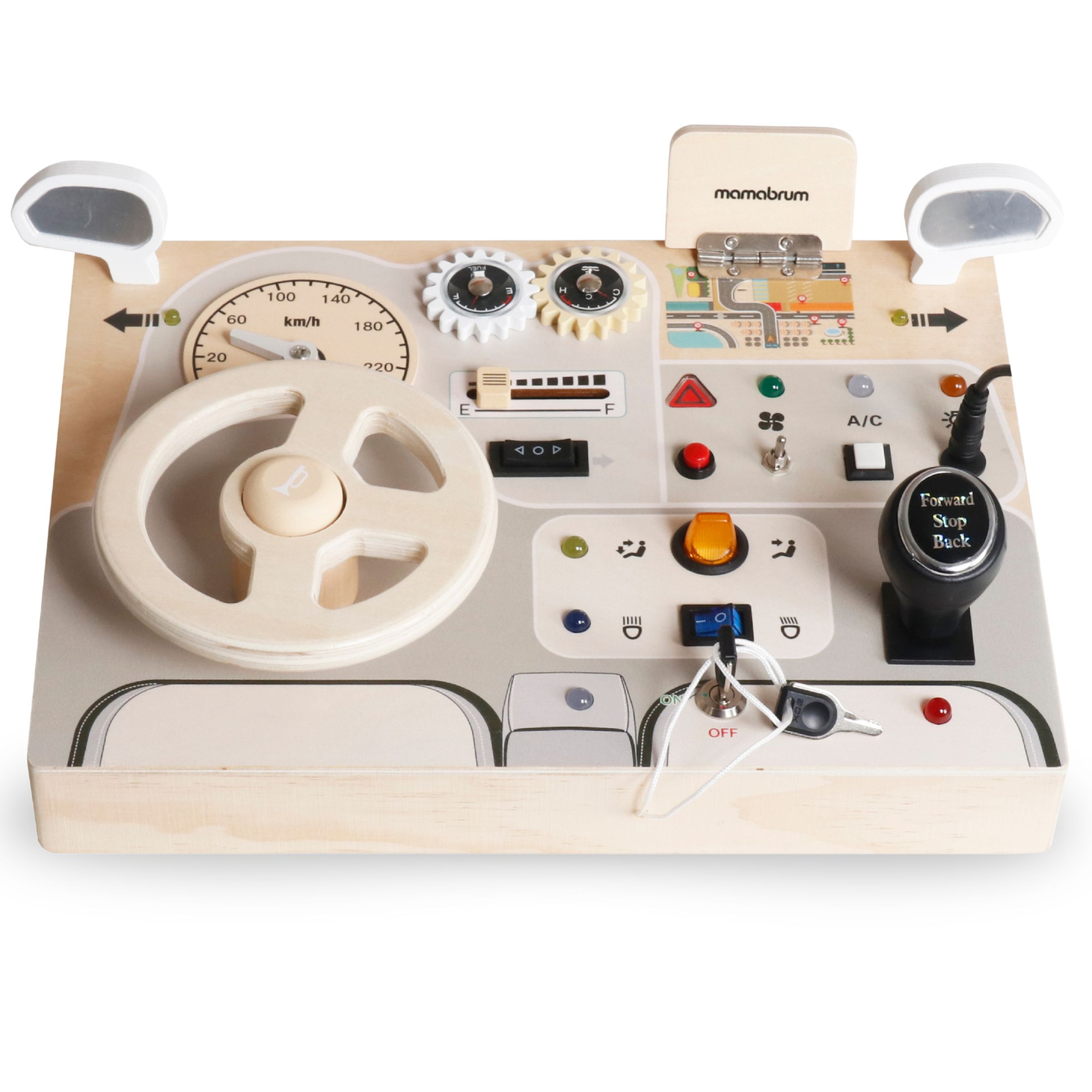 Montessori Spielbrett aus Holz für Kleinkinder - Armaturenbrett für Autos