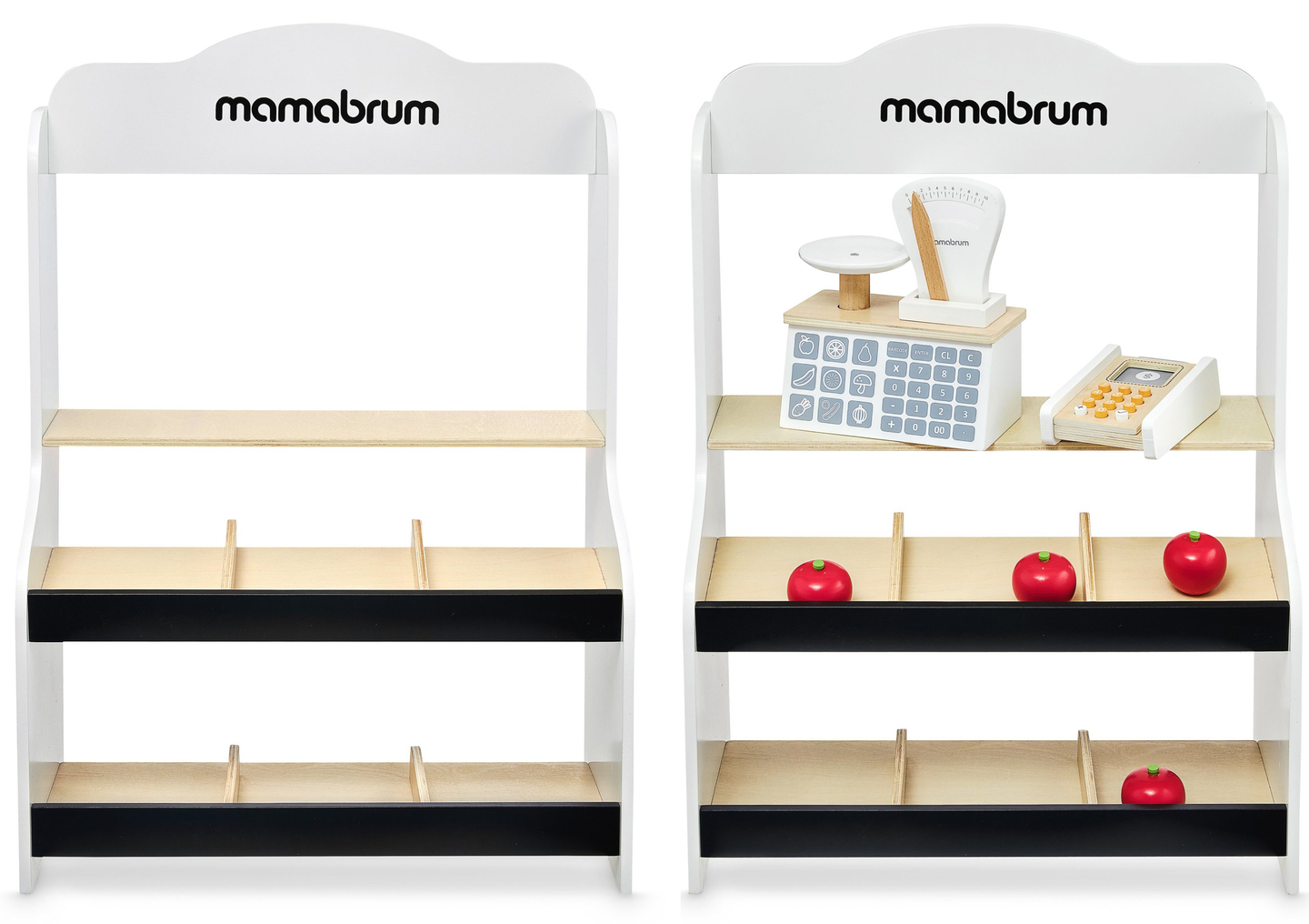 Minimarkt - Laden mit Waage, Terminal, Zahlkarten und Obst