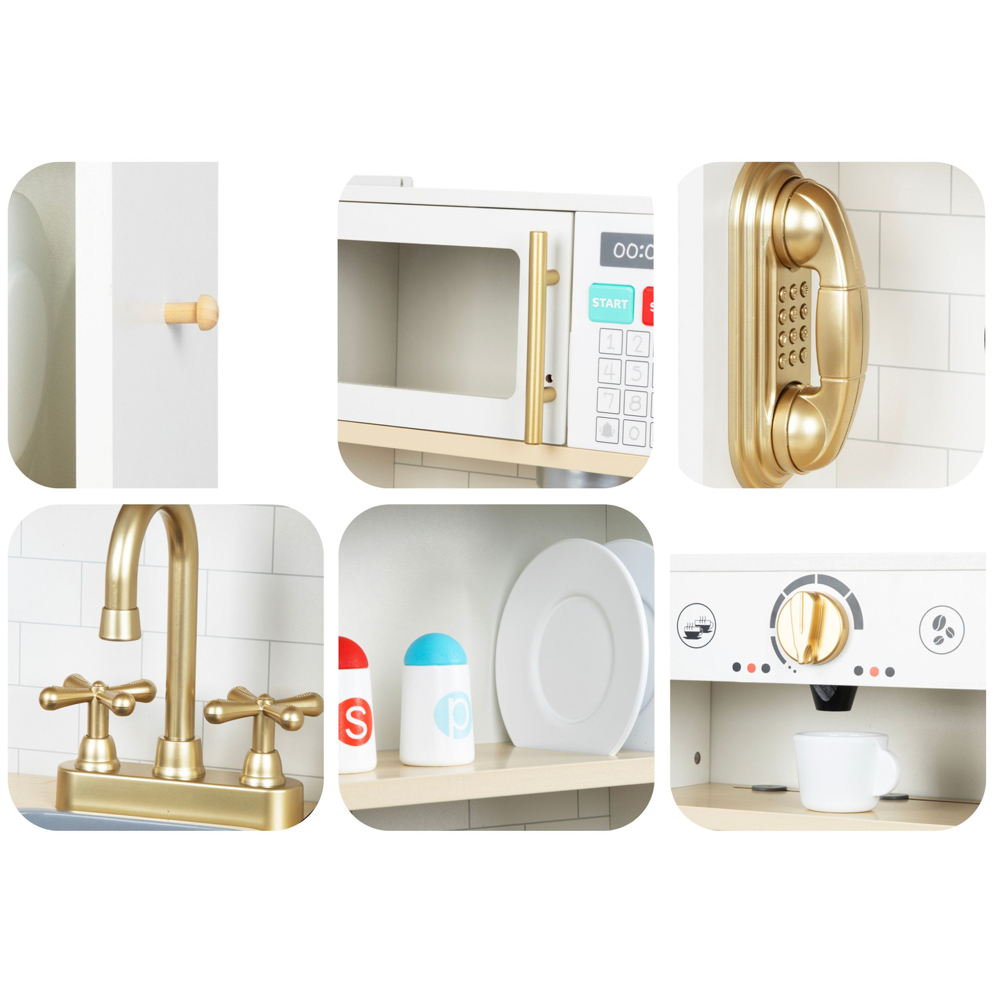 Interaktive XXL-Holzküche mit Zubehör und LED-Beleuchtung – zweistöckig