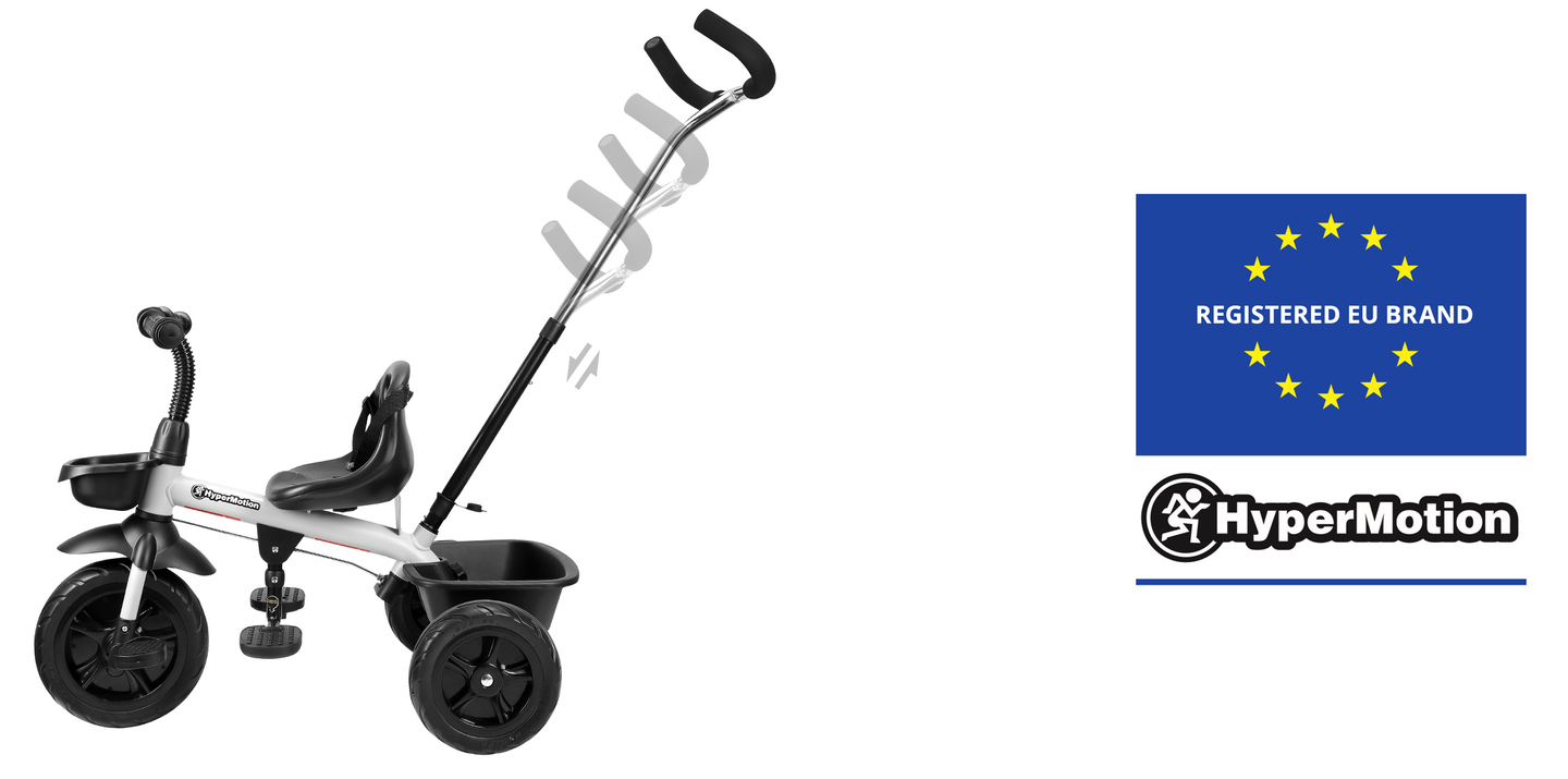 Dreirad HyperMotion TOBI VECTOR - dauerhaft aufgepumpte Räder + Schieber. Farbe: hellgrau.