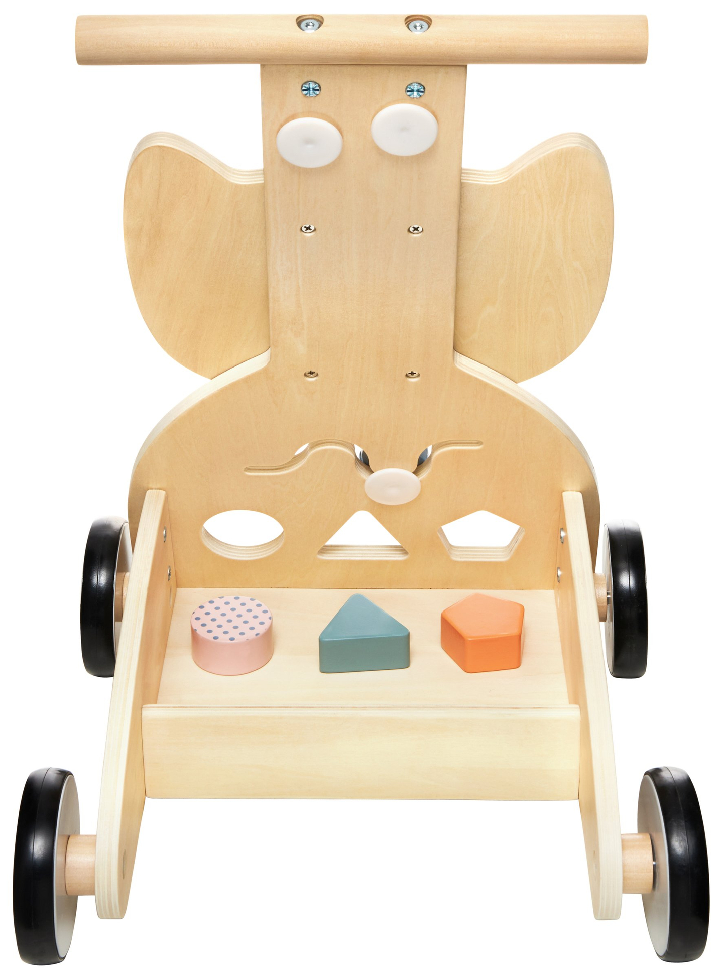 Multifunktionaler Lauflernwagen aus Holz - Schieber - Wagen mit Blöcken - Eule