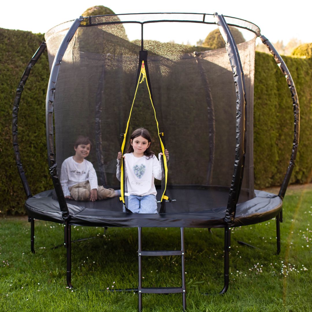 HyperMotion Kinder-Gartentrampolin – 244 cm 8FT – mit Leiter und Innennetz – für Haus und Garten