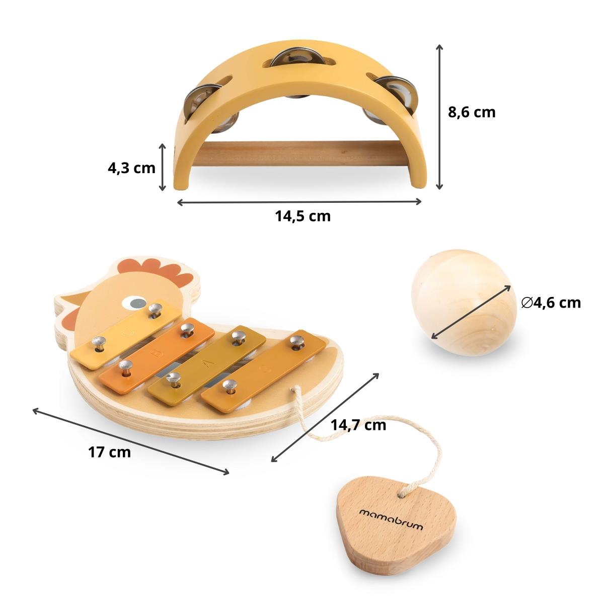 Instrumentensatz mit Hühnermotiv