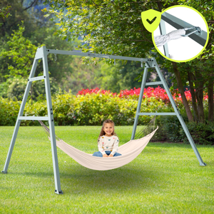 Doppelschaukel mit Zubehör - Stahlgestell - Storchennest, Schaukel und Hängematte