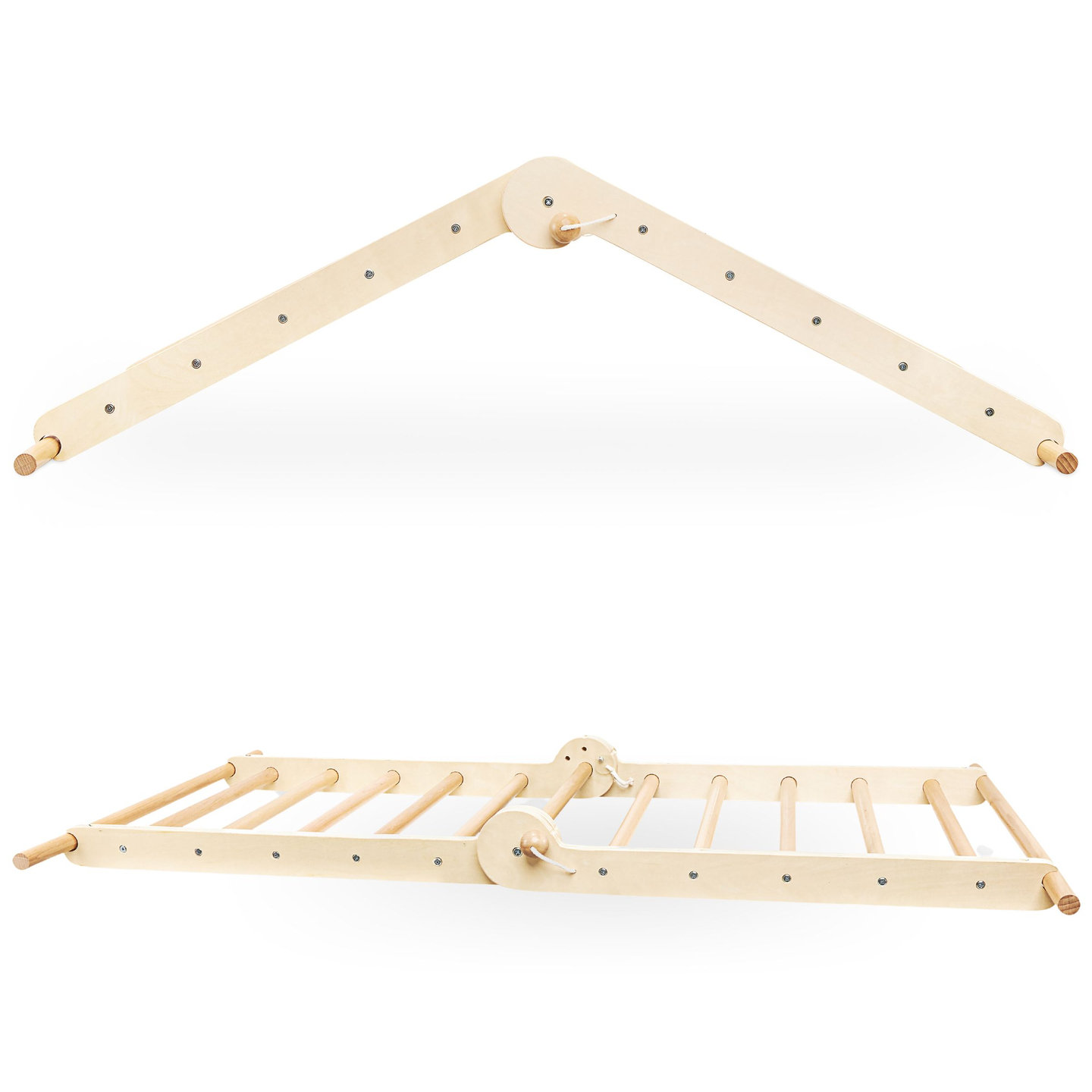 Selbstgebauter Kinderspielplatz aus Holz - Leiter + Kletterwand + Balancierbalken - Pikler-Dreieck