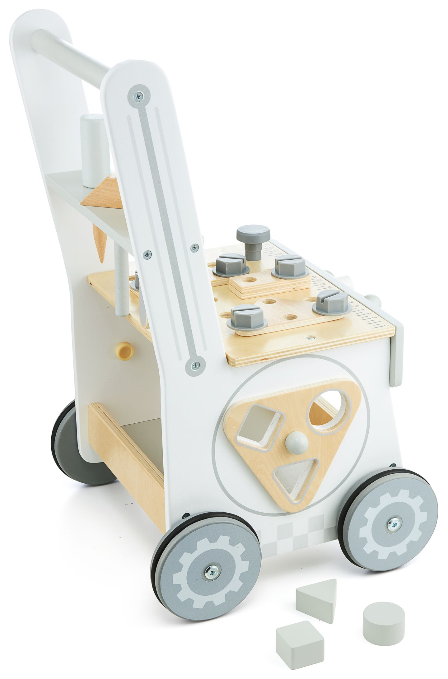 3-in-1-Walker aus Holz, Schieber + Werkstatt - 47 Elemente