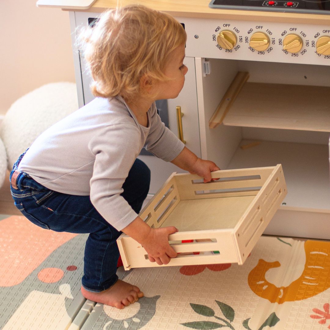 Obst und Gemüse aus Holz zum Schneiden