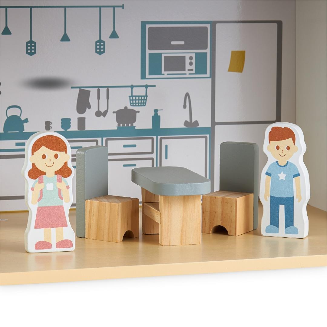 Weißes Puppenhaus aus Holz mit Terrasse und Zubehör