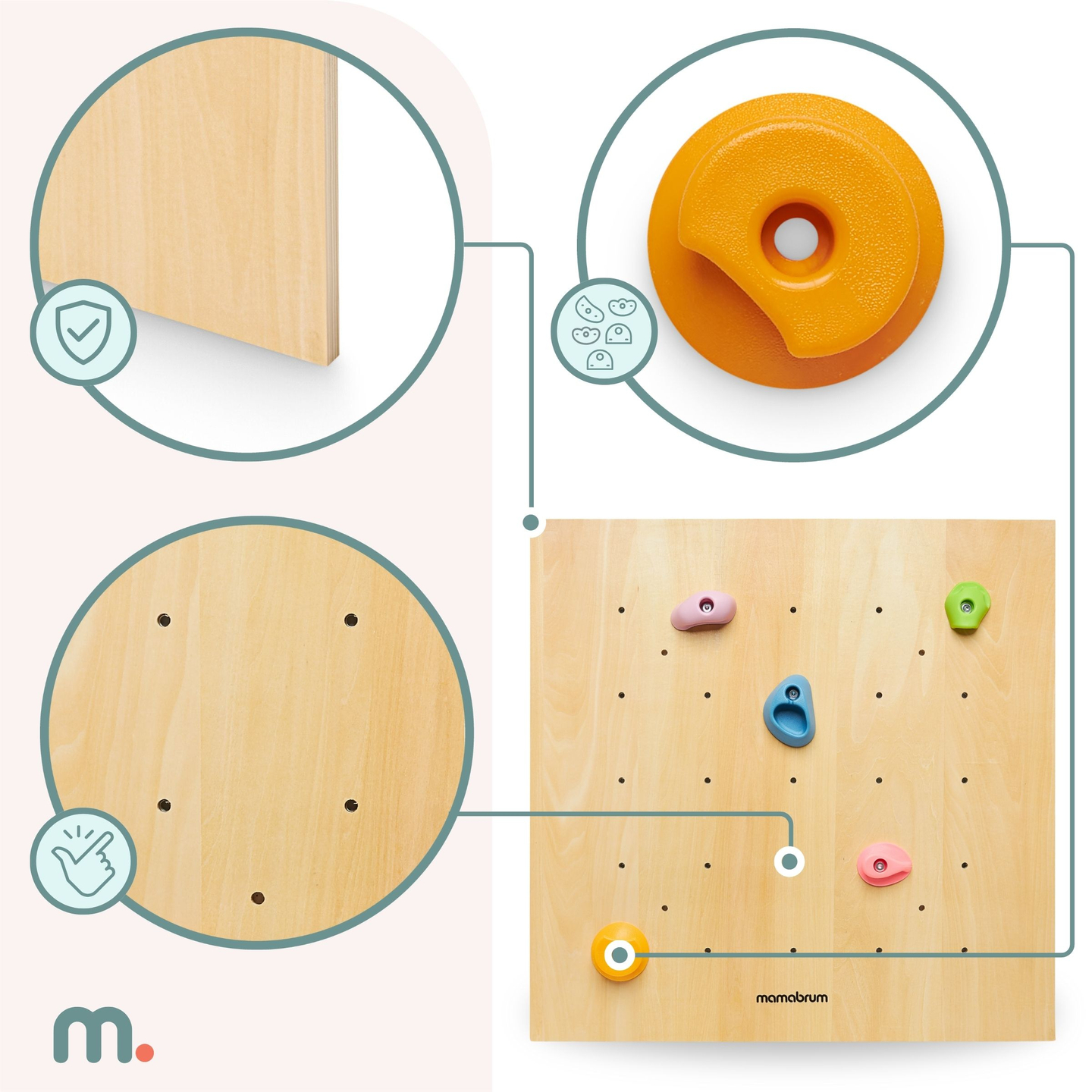 Hölzerne Kletterwand für Kinder