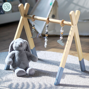 Baby Gym Erziehungsständer aus Holz - Farbe grau