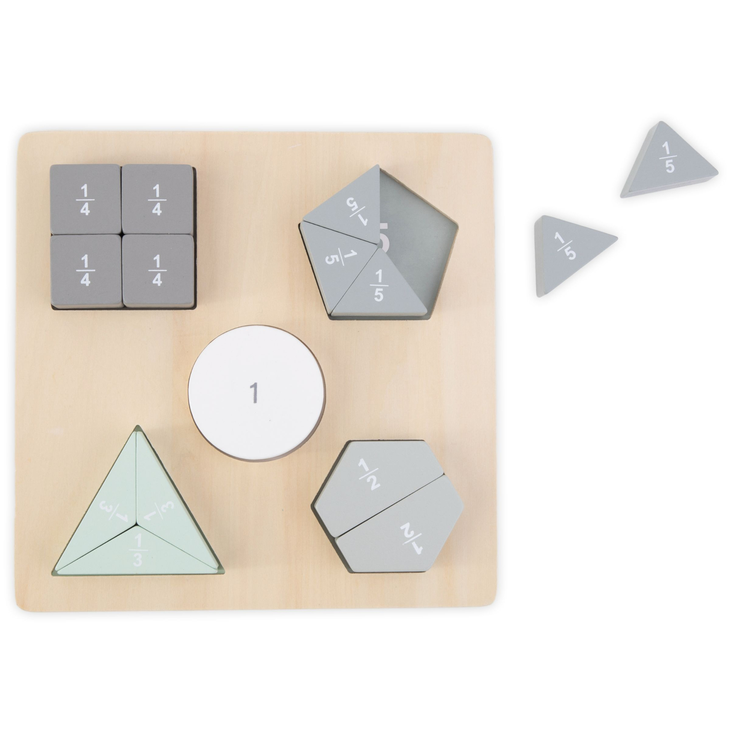Holzpuzzle - Montessori Puzzles - Brüche und geometrische Figuren