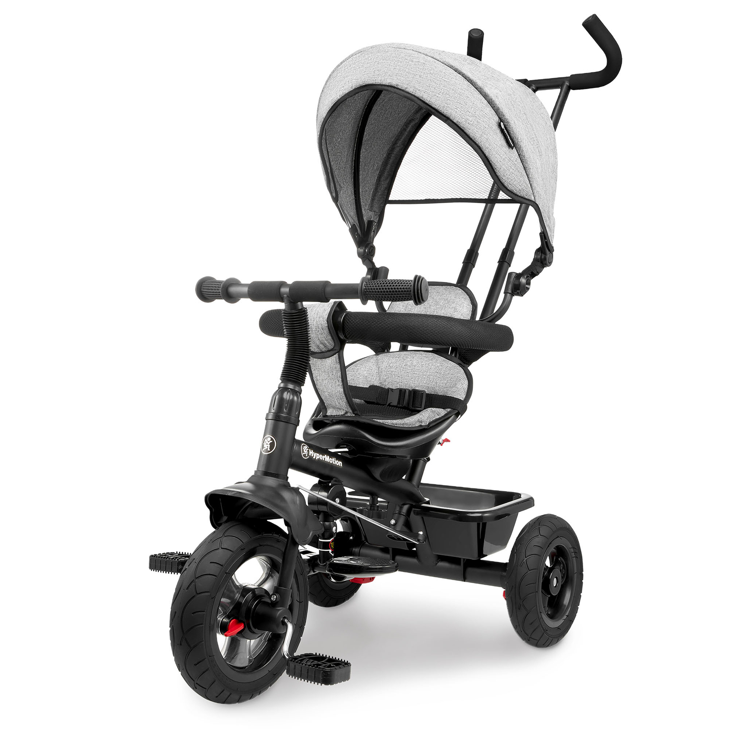 Dreirad für Kinder 1-4 Jahre - TOBI FREY - Farbe grau - drehbar - gepumpte Räder + Schieber