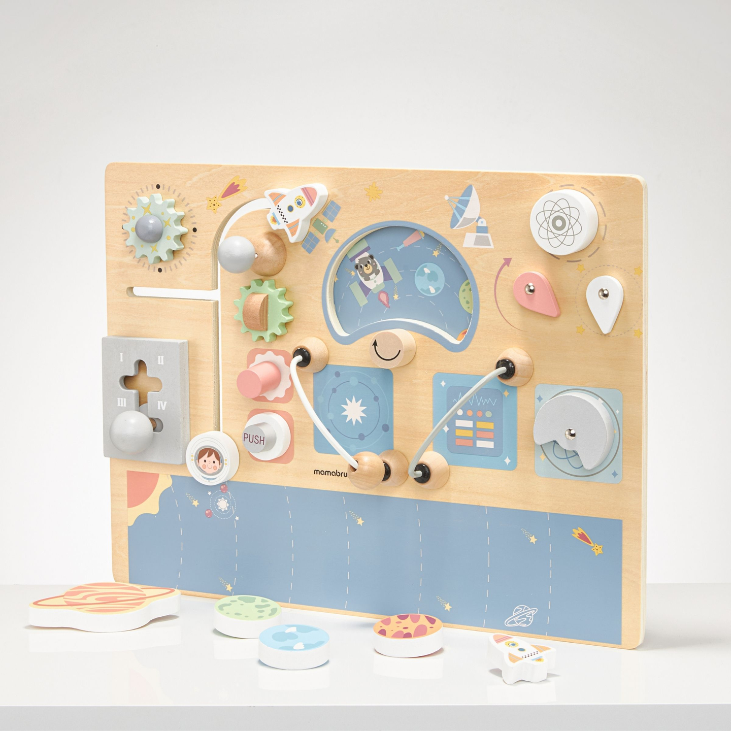 Manipulationsbrett aus Holz - Kosmos