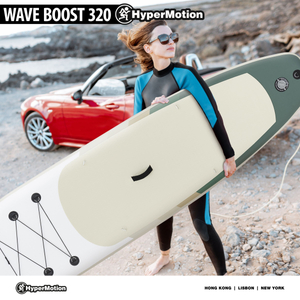 Aufblasbares SUP Stand Up Paddle Board 320 cm mit Paddel und Sitz – HyperMotion WAVE BOOST 320