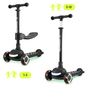HyperMotion LUMI 3-in-1 Balance Scooter - beleuchtete Plattform und LED-Räder, Farbe schwarz