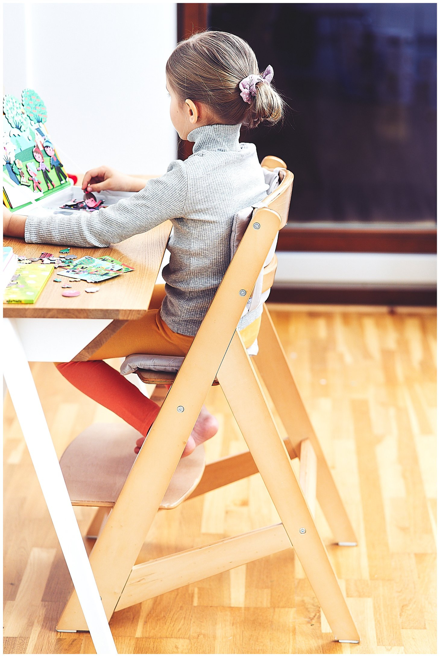 Holz-Hochstuhl Moby-System WOODY - Farbe Naturholz