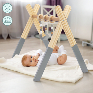 Baby Gym Erziehungsständer aus Holz - Farbe grau