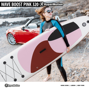 Aufblasbares SUP Stand Up Paddle Board 320 cm mit Paddel und Sitz – HyperMotion WAVE BOOST PINK 320