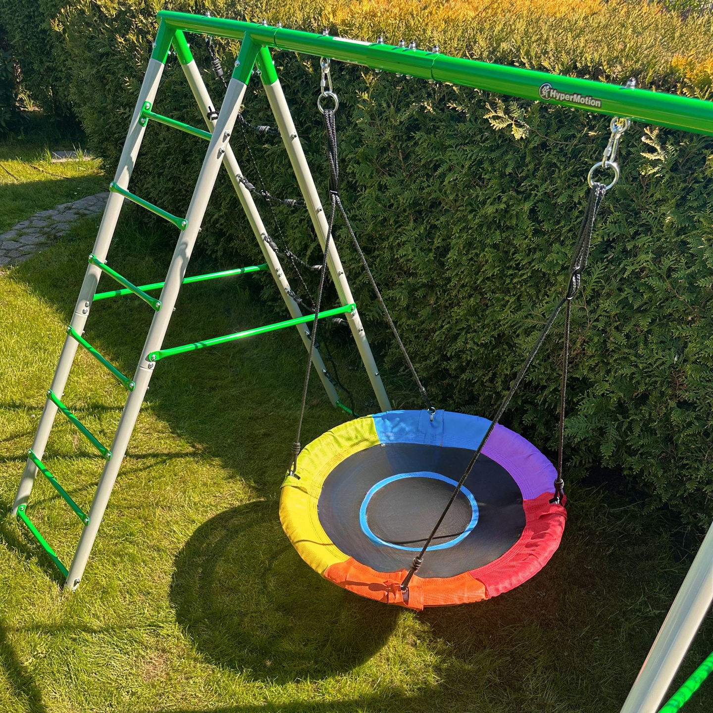 XL-Gartenspielplatz für Kinder mit Storchennestschaukel, Leiter und Kletternetz