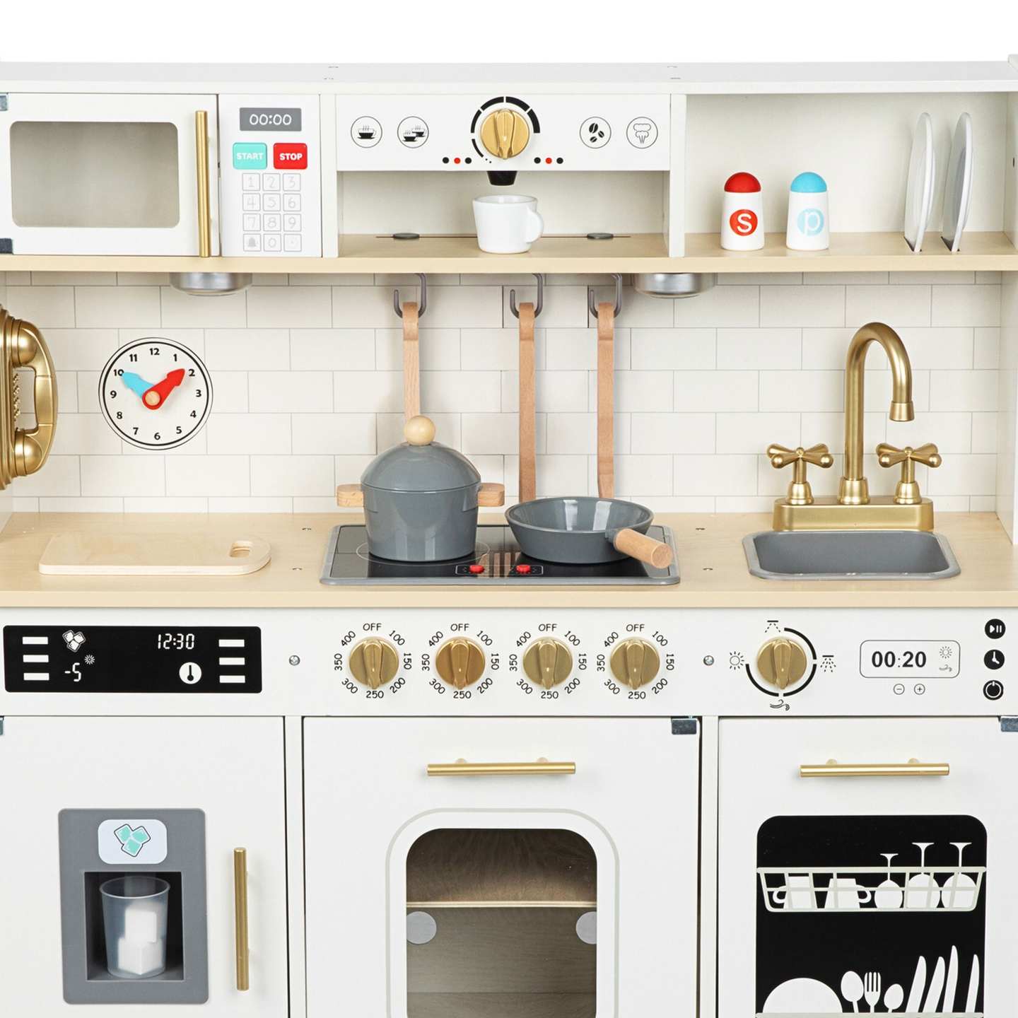 Interaktive XXL-Holzküche mit Zubehör und LED-Beleuchtung – zweistöckig