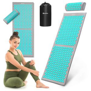 Große Akupressurmatte mit Kissen und Bezug – 130 cm HyperMotion grau-mint