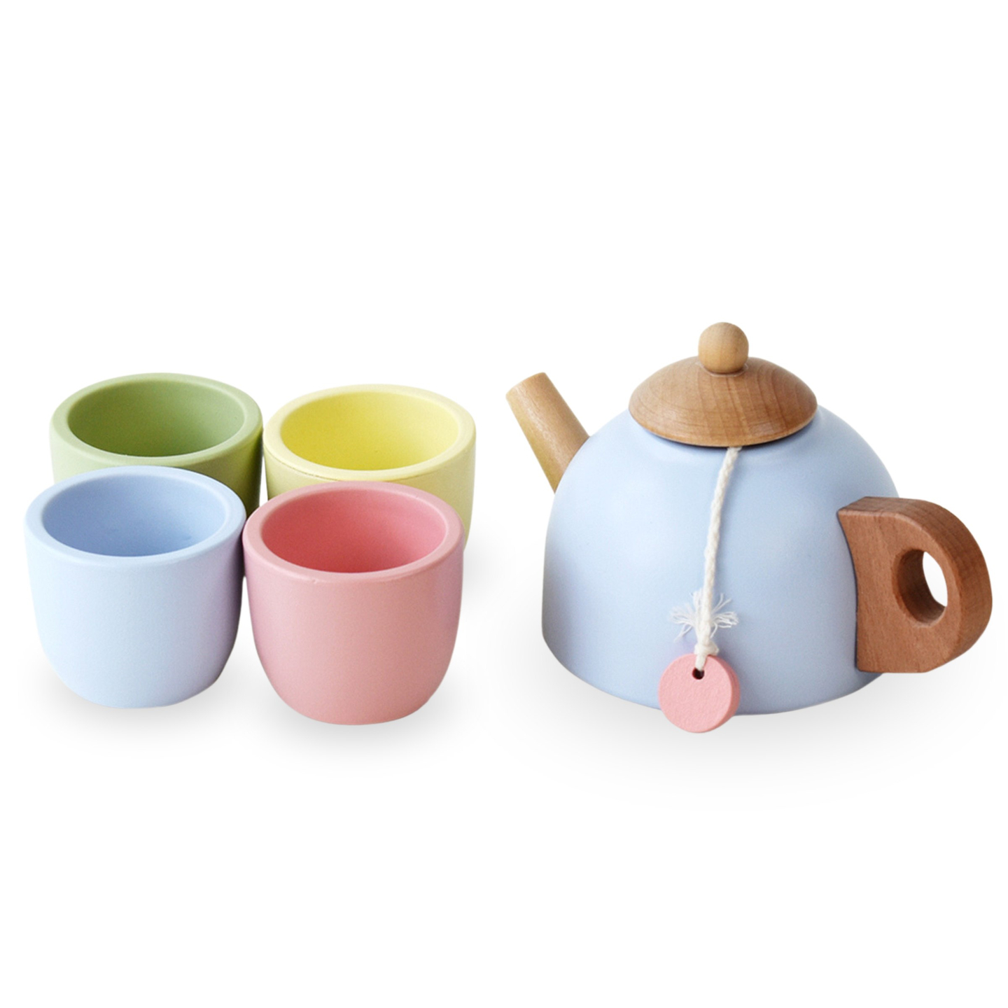 Teeservice aus Holz mit Tablett - 7 Stück