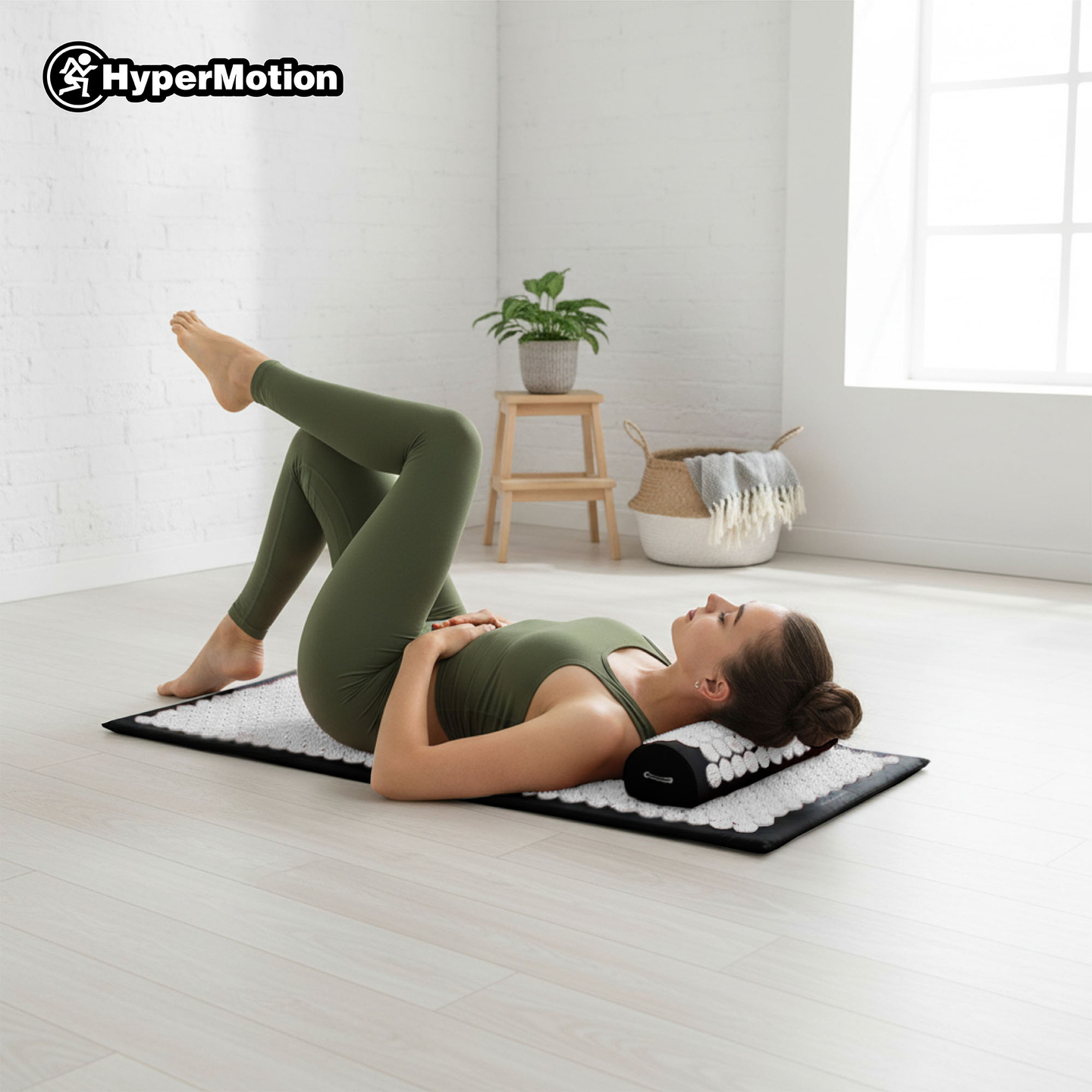 Große Akupressurmatte mit Kissen und Bezug – 130 cm HyperMotion schwarz-weiß