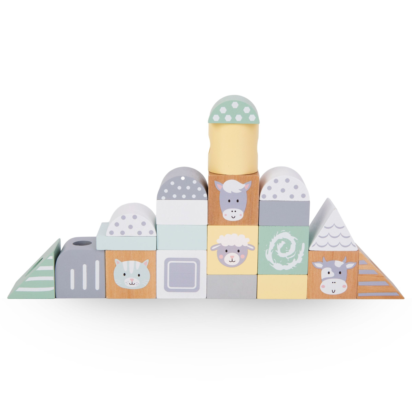 Holzeisenbahn mit Blöcken für einen Jungen - Bauernhof