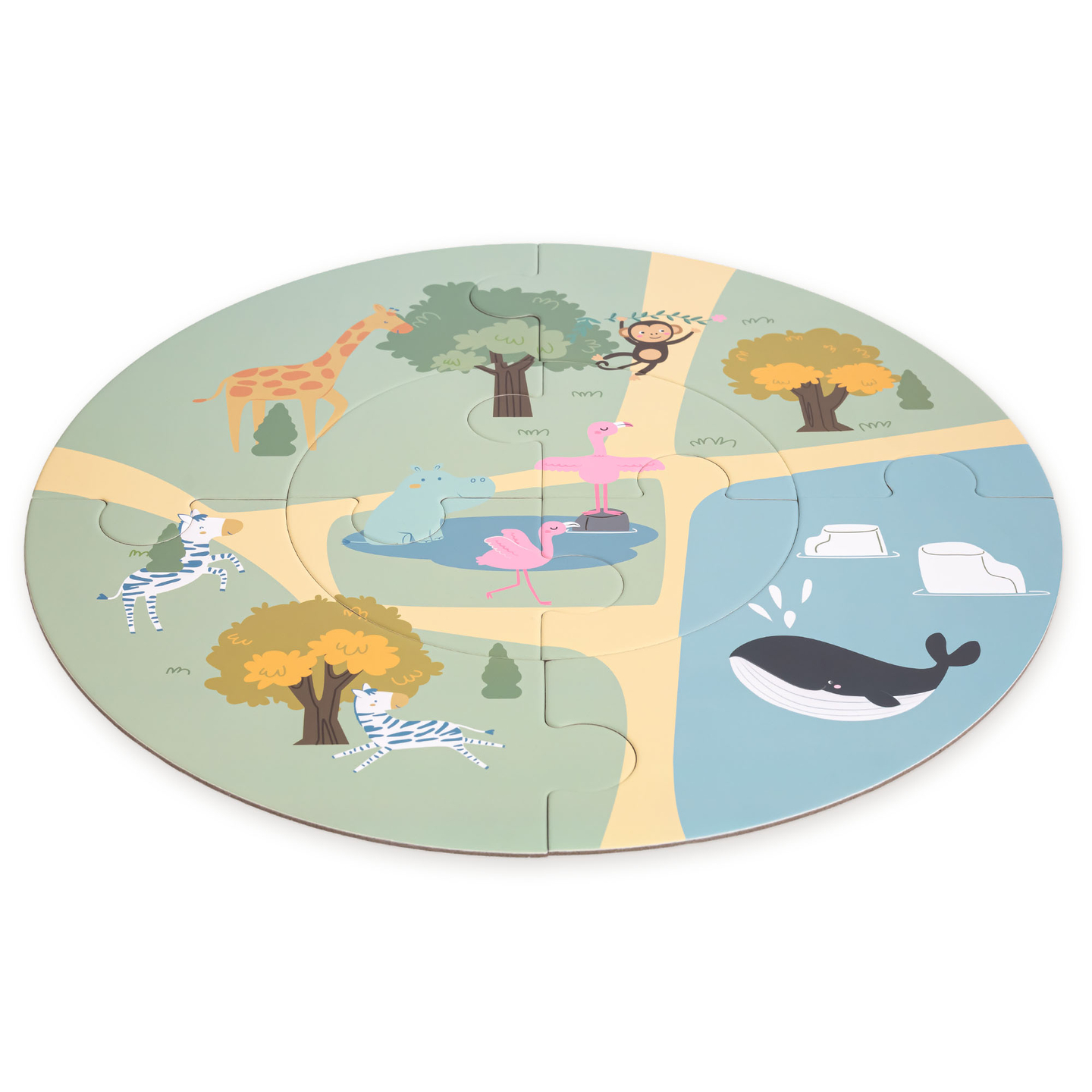 Holz-Zoo-Zug – Puzzle, Zug, Gleise, Tiere, Brücke, Barriere