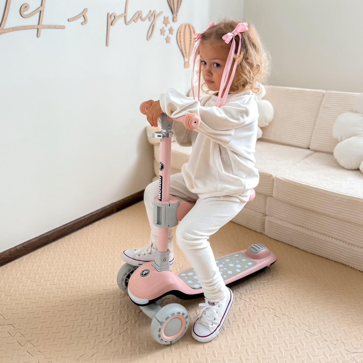 HyperMotion LUMI 3-in-1 Balance Scooter - beleuchtete Plattform und LED-Räder, Farbe rosa