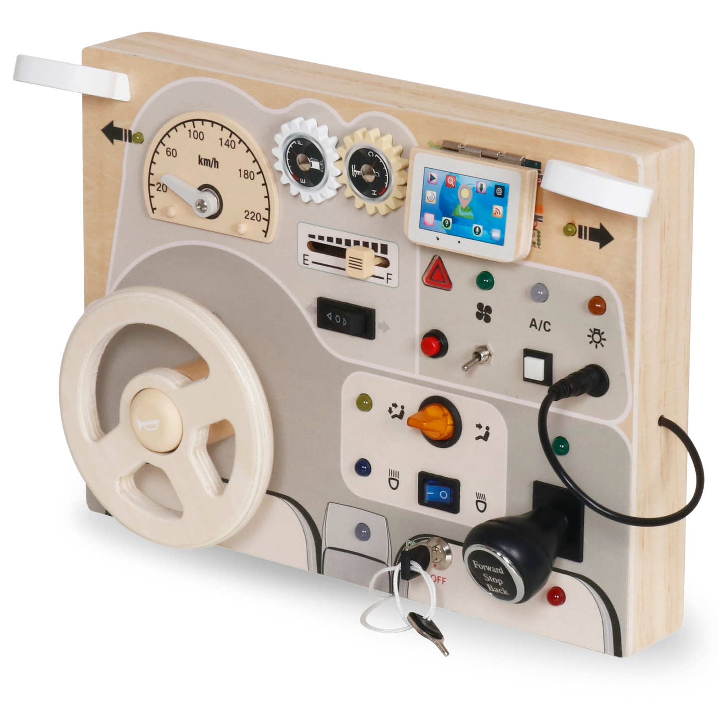 Montessori Spielbrett aus Holz für Kleinkinder - Armaturenbrett für Autos