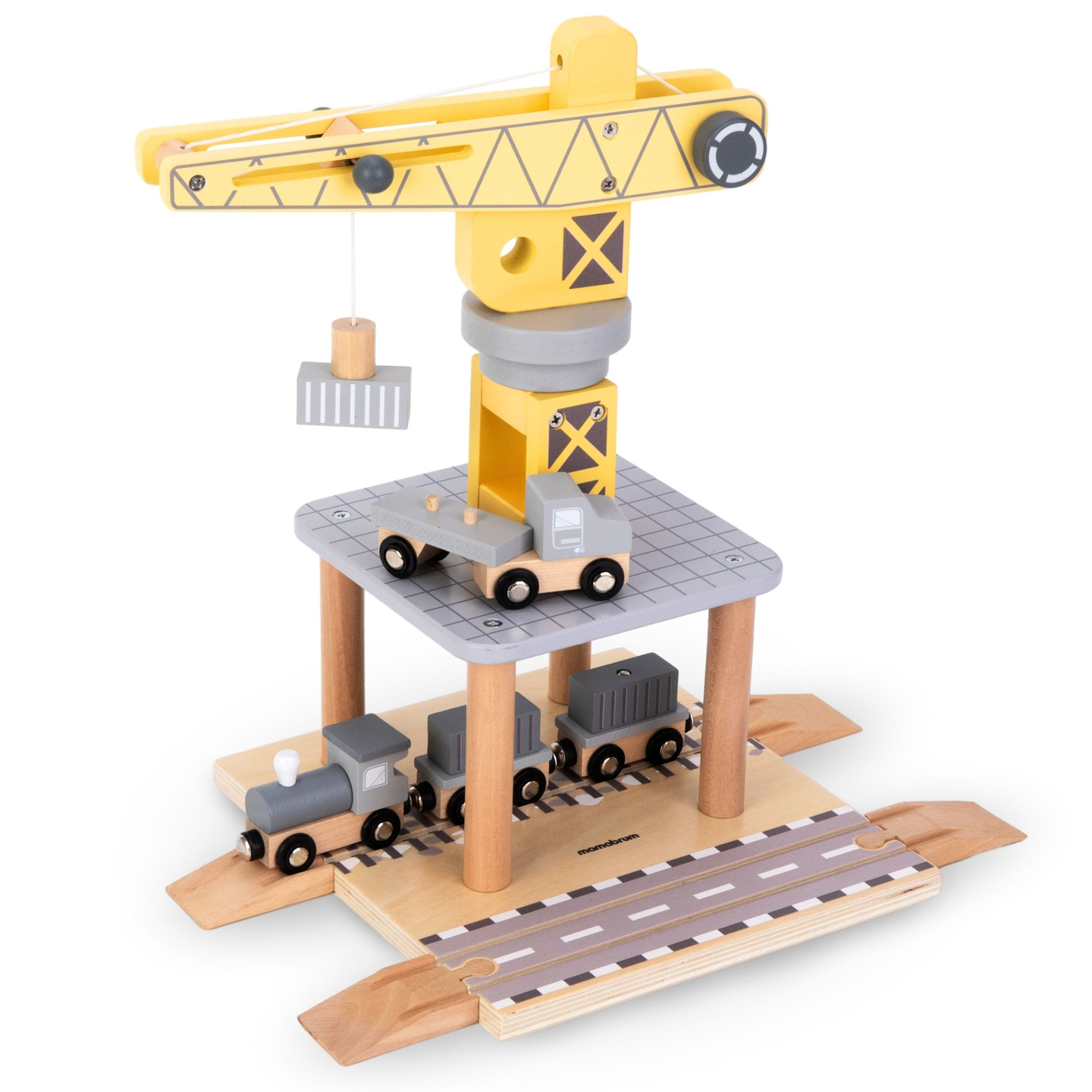 Hafenmobilkran mit Magnetwinde und Zubehör - Holzset