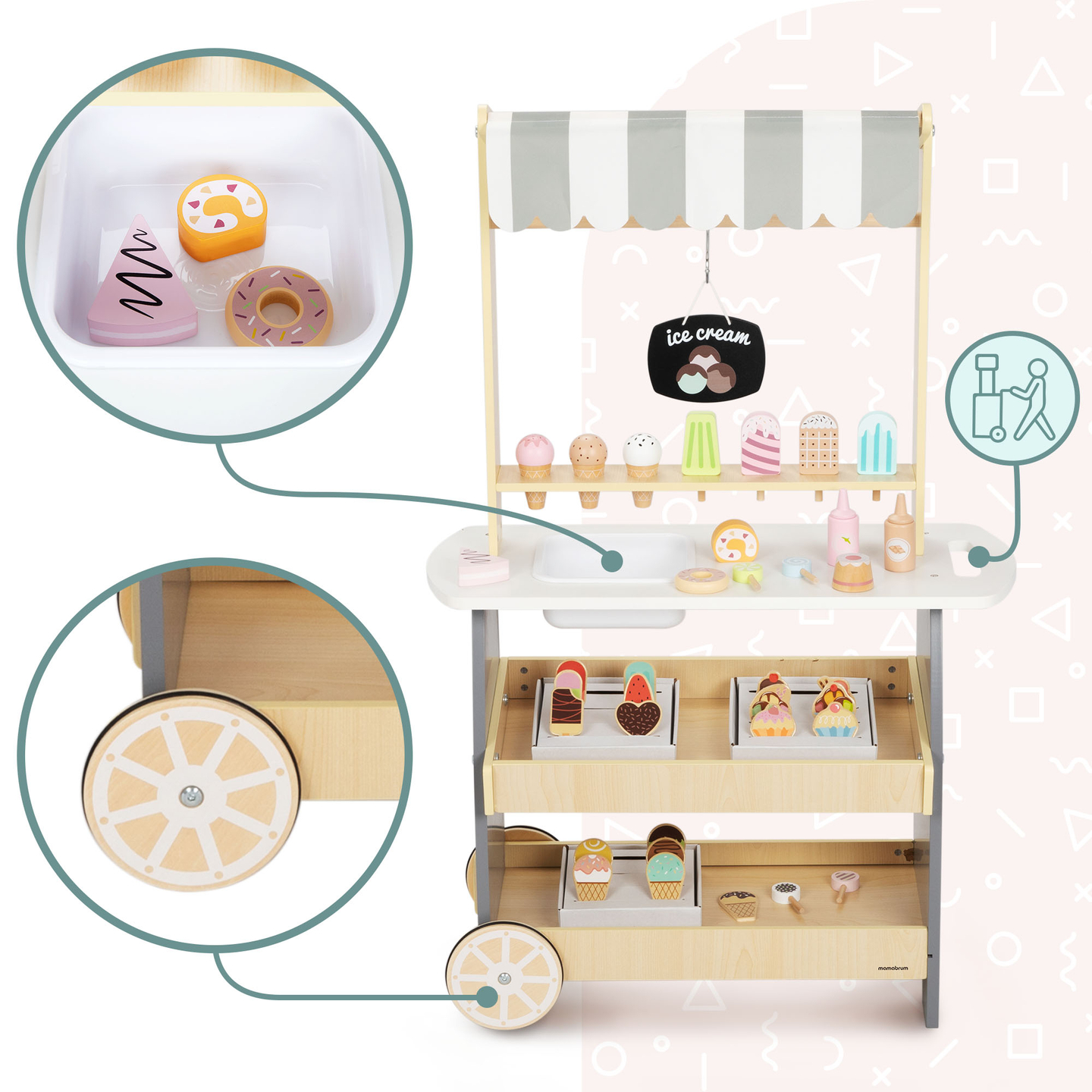 Hölzerne Eisdiele auf Rädern - Eiscreme-Wagen