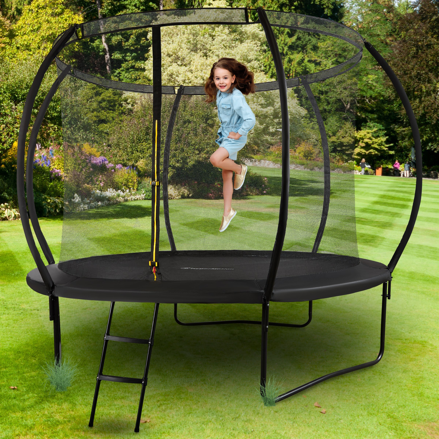 HyperMotion Kinder-XL-Gartentrampolin – 305 cm 10FT – mit Leiter und Innennetz – für Haus und Garten
