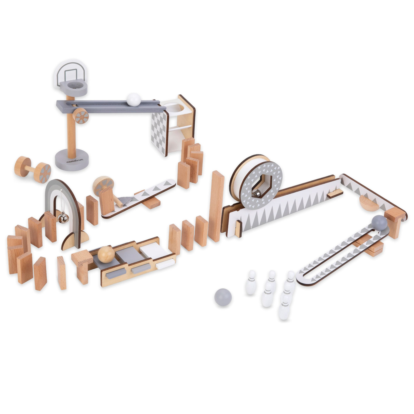 Hölzerne Dominosteine - Hindernisparcours - 48 Elemente