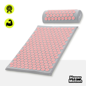 Akupressurmatte mit Kissen und Bezug – 72 cm, HyperMotion, grau und rosa