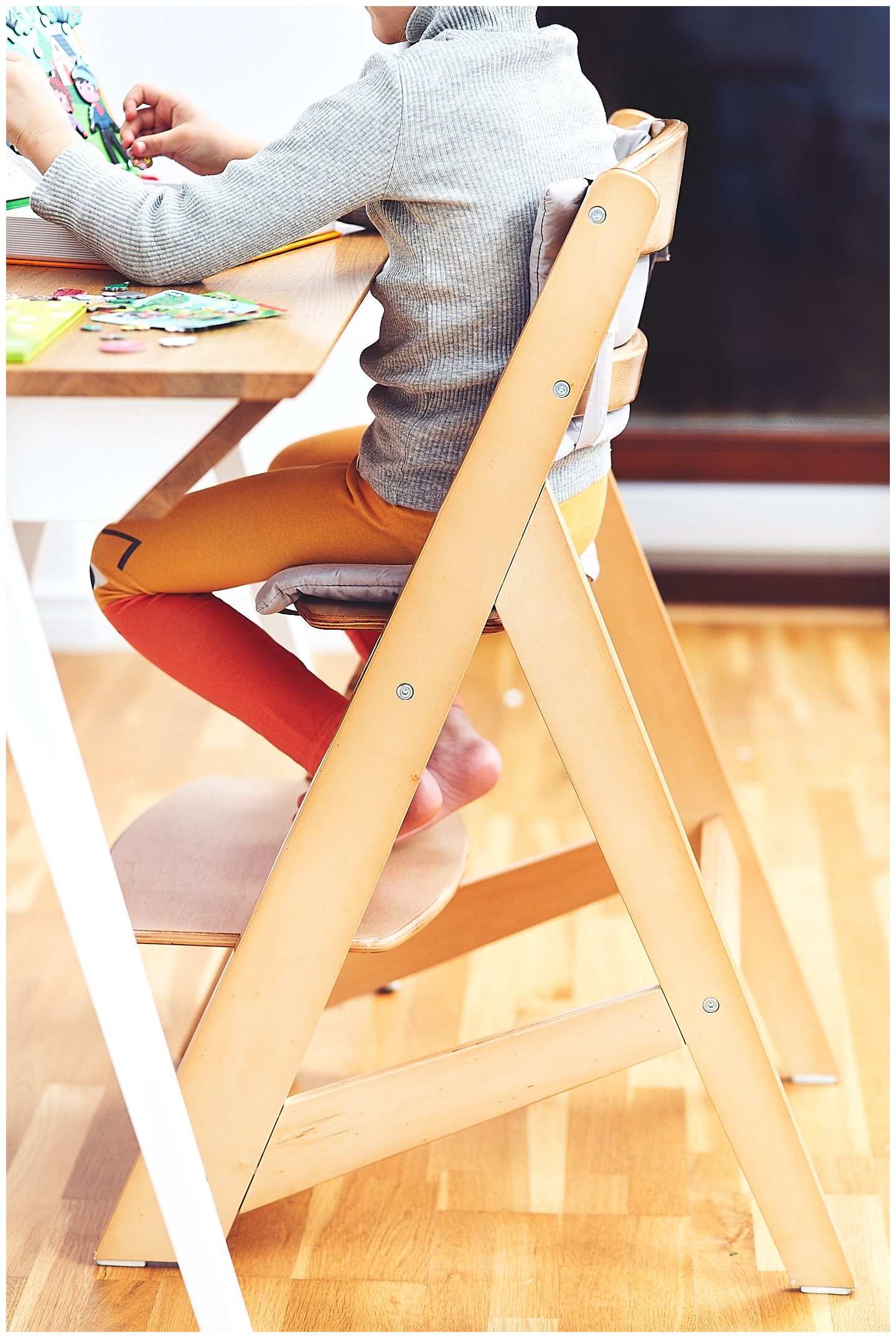 Holz-Hochstuhl Moby-System WOODY - Farbe Naturholz