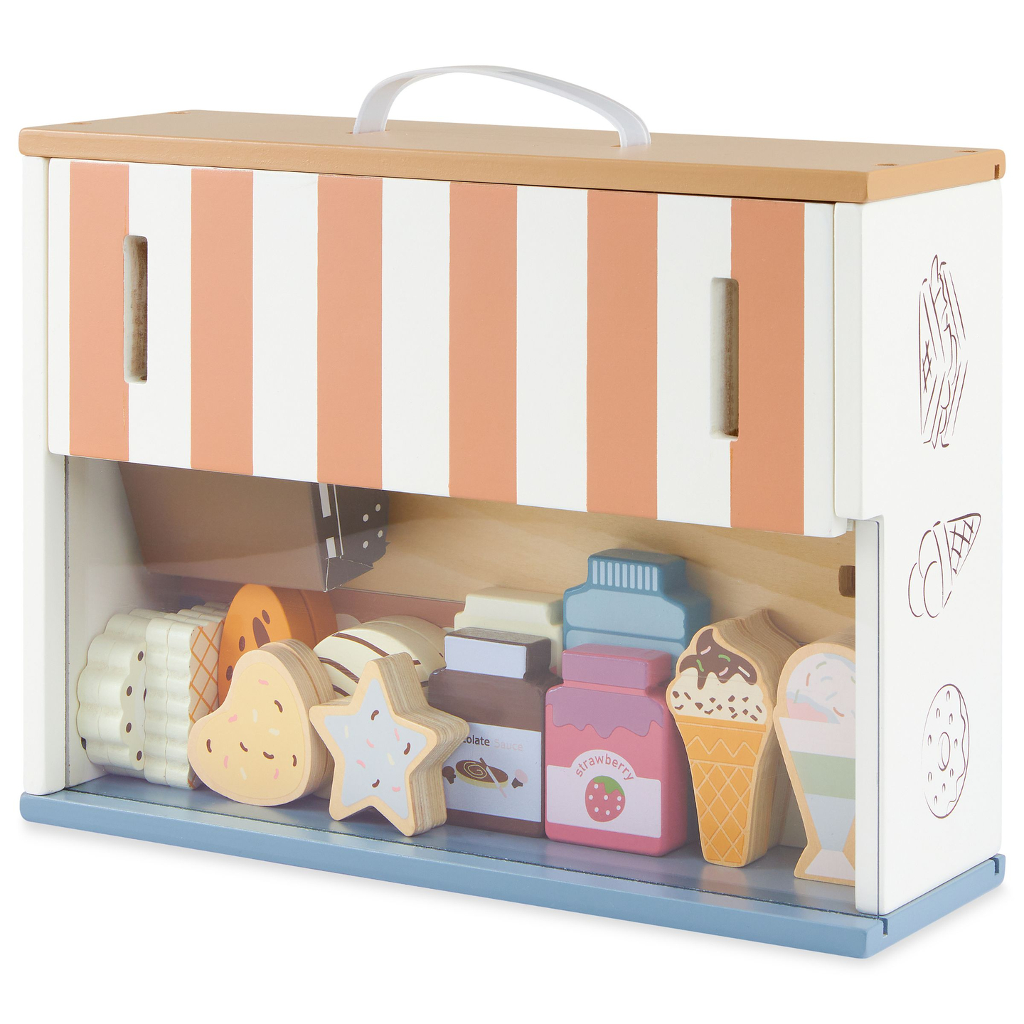 Faltbarer Holzladen - Café, Konditorei mit Zubehör