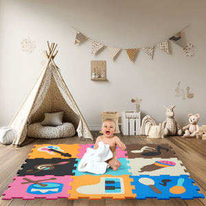 Lernmatte, Schaumstoffpuzzle 90 x 90 x 1 cm - EVA-Schaum - Muster: Instrumente